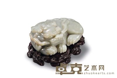 清 青玉狮子 长12.1cm