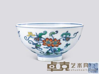 清道光 斗彩花卉纹碗 直径12.5cm