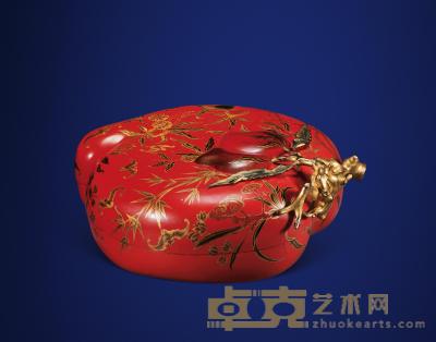 清 漆描金福寿纹桃形攒盒 长58cm