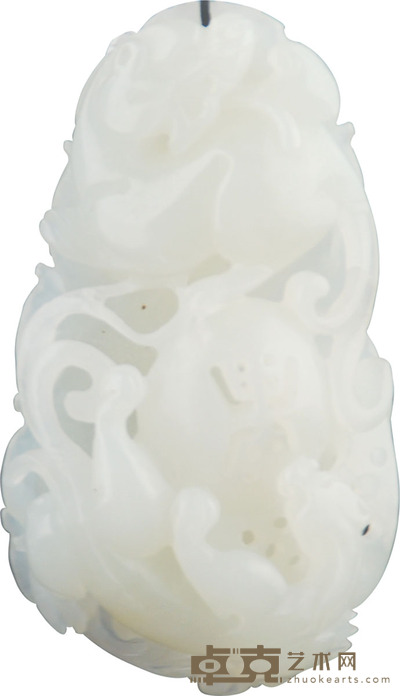 和田籽玉瑞兽挂件 L:6cm