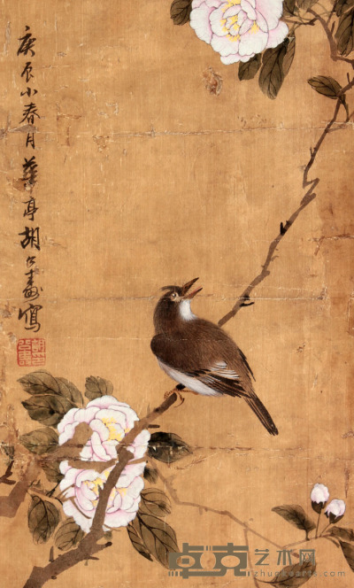 胡公寿 花鸟立轴 40×24