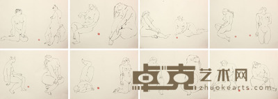 周思聪 人体白描册页 32×44×16