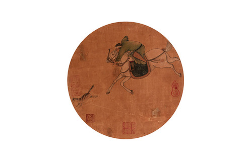 佚  名 人物团扇立轴