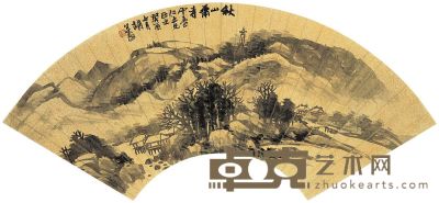 胡公寿 癸酉（1873年）作 秋山萧寺 扇面 