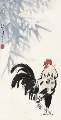 徐悲鸿 壬午（1942年）作 大吉图 镜片