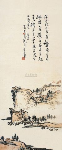 潘天寿 乙酉（1945年）作 浔阳江舟 立轴