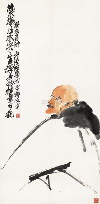 潘天寿 癸亥（1923年）作 参禅老衲 立轴