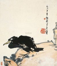 潘天寿 1965年作 秋水栖息图 镜片