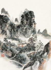 黄宾虹 山中人家 立轴