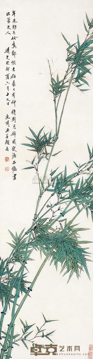 赵次闲 癸卯（1843年）作 翠竹 立轴 145.5×37.5cm