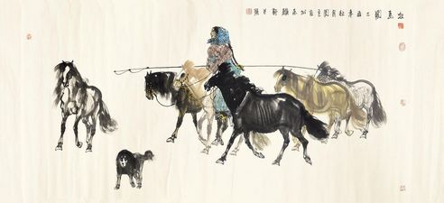 吴团良 牧马图