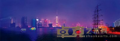余慧文 2012年作 雾中黄浦江边的桅船 31×89.5cm