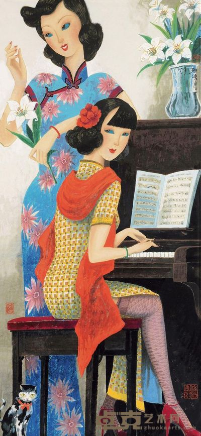 李守白 庚寅(2010)年作 雅颂 镜框 95×45cm