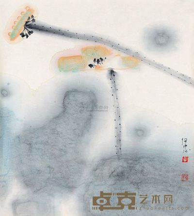 黄阿忠 荷香图 镜片 48×43cm