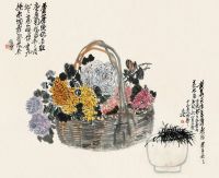 吴昌硕 庚戌（1910年）作 菊花图 镜片