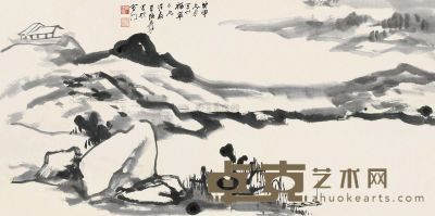 张大千 戊申（1968年）作 清山旷远 镜片 61×120cm