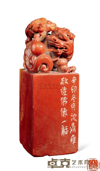 沈鼎雍刻佛像印 3.6×3.6×9.8cm