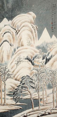 汪坤 寒山积雪 立轴