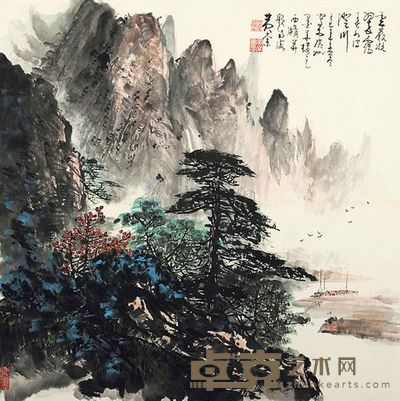 黄棠 云巌凝翠 镜片 67×68cm