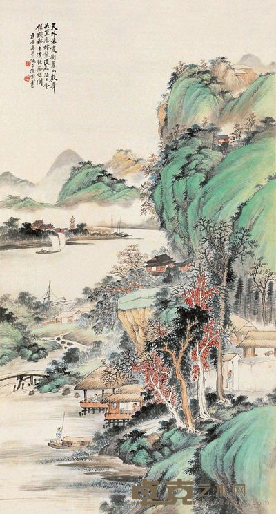徐曦 庚午(1930)年作 秋山如黛 立轴 147×80cm