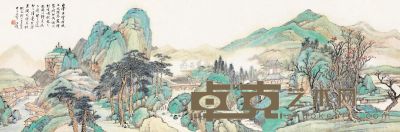 汪琨 甲子（1924）年作 松山野寺 镜片 54.5×163cm
