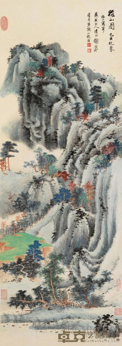 谢稚柳 己丑（1949）年作 秋山图 镜片 83×29cm