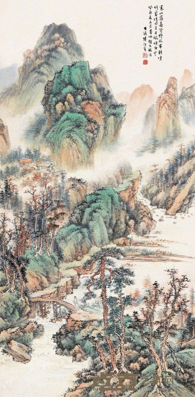 樊浩霖 癸酉（1933）年作 寒山行吟 立轴 131.5×65.5cm
