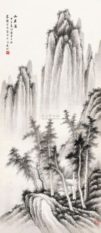 黄君璧 甲子（1924）年作 山居图 立轴