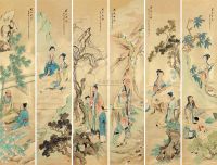 黄山寿 丙午（1906）年作 人物故事 （六幅） 屏轴