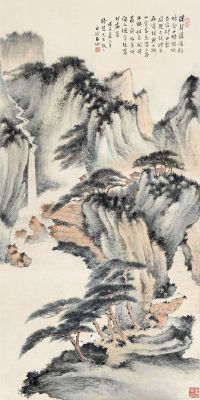申石伽 戊子（1948）年作 林壑溪声 立轴