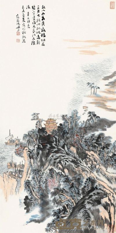 陆俨少 己未（1979）年作 李白诗意 立轴 101×51cm