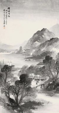 吴石僊 辛卯（1891）年作 烟雨归帆 立轴
