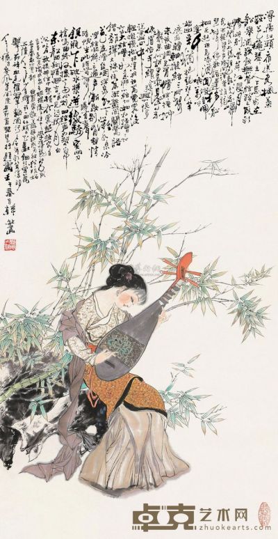 韩敏 壬午（2002）年作 琵琶行 立轴 94×49cm