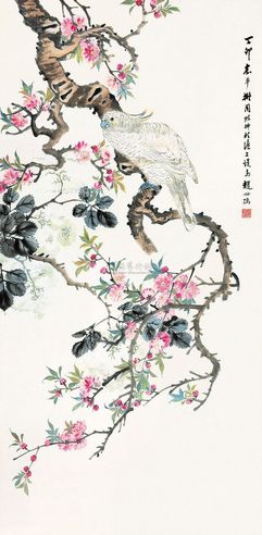 赵叔孺 丁卯（1927）年作 桃花鹦鹉 立轴