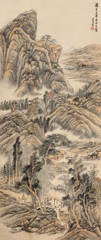 周镐 道光元年（1821）年作 策杖关山 镜片