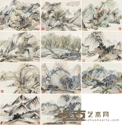吴琴木 千峰树色册 册页 （十一开） 19×25×11