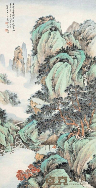 徐曦 甲申（1944）年作 松风石壁 立轴 130×65cm