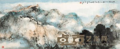 杨善深 壬申（1992）年作 万里长城 镜片 60×142cm