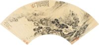 伍瑞隆 乙丑（1625）年作 苍峰晚山 扇片