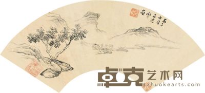 闵贞 丙子（1756）年作 空山沉寂 扇片 16.5×49cm