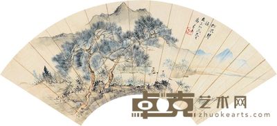 朱昂之 松风琴韵 扇片 18×52.5cm