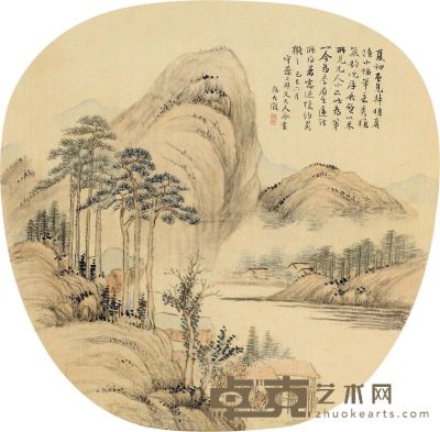 吴大澂 己巳（1869）年作 松荫客话 团扇轴 24.5cm