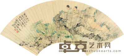 马涛 癸未（1883）年作 荷净纳凉 扇片 18.5×53cm