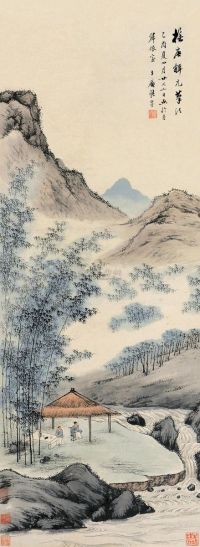 张崟 乙酉（1825）年作 草亭观泉 立轴