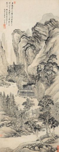 王翚 戊寅（1698）年作 夕阳渡口 立轴