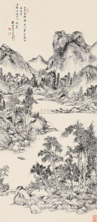 王宸 壬子（1792）年作 清溪归舟 立轴