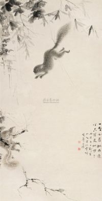 华嵒 丙寅（1746）年作 梧竹双鼠 立轴