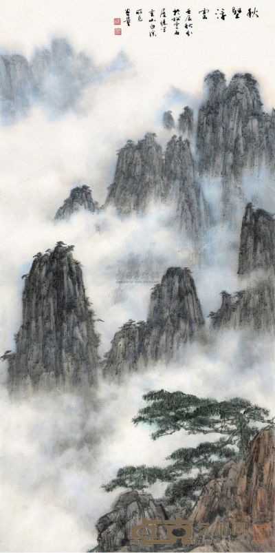 瞿谷量 壬辰（2012）年作 秋堑浮云 镜片 138×69cm