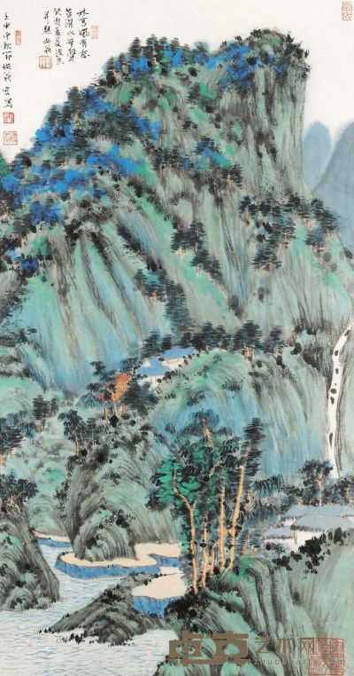 江宏 壬申（1992）年作 林高苔滑 镜片连框 94×49cm