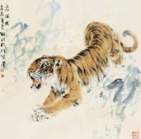 刘铜成 庚辰（2000）年作 追风图 镜框
